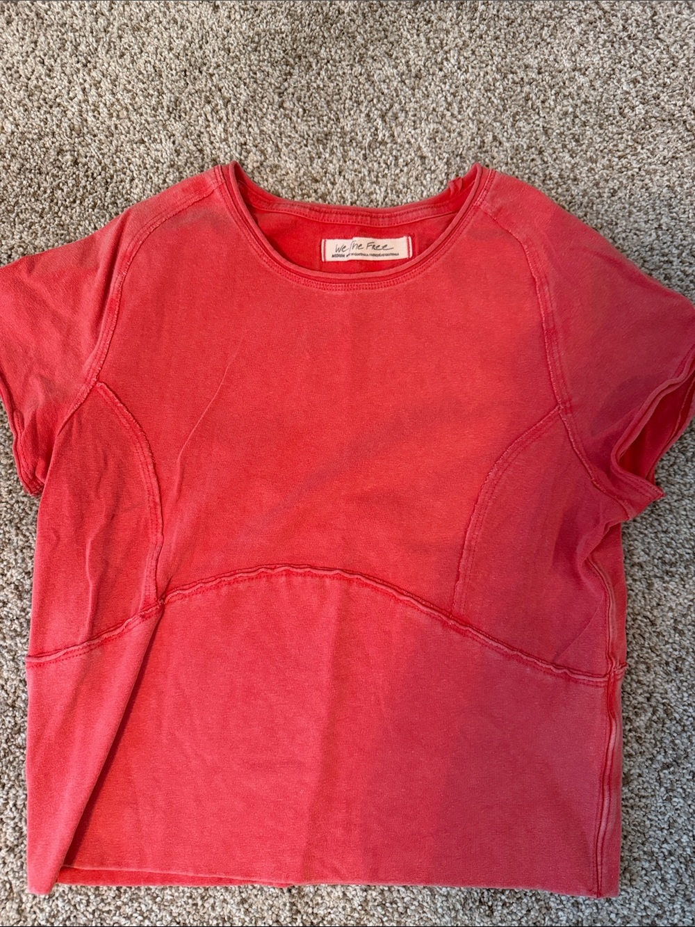 Free People Washed Red Short Sleeve Pullover Tee
